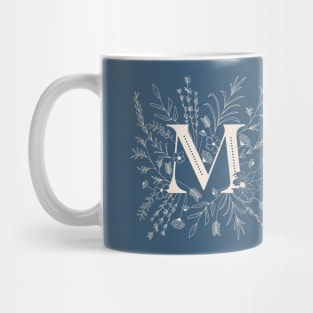 Botanical Letter M (Lake Blue) Mug